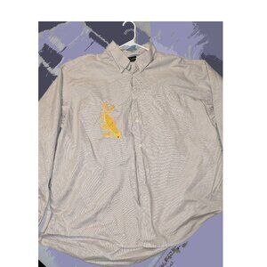 Up-cycled Italian 100% cotton button up with koi fish embroidery